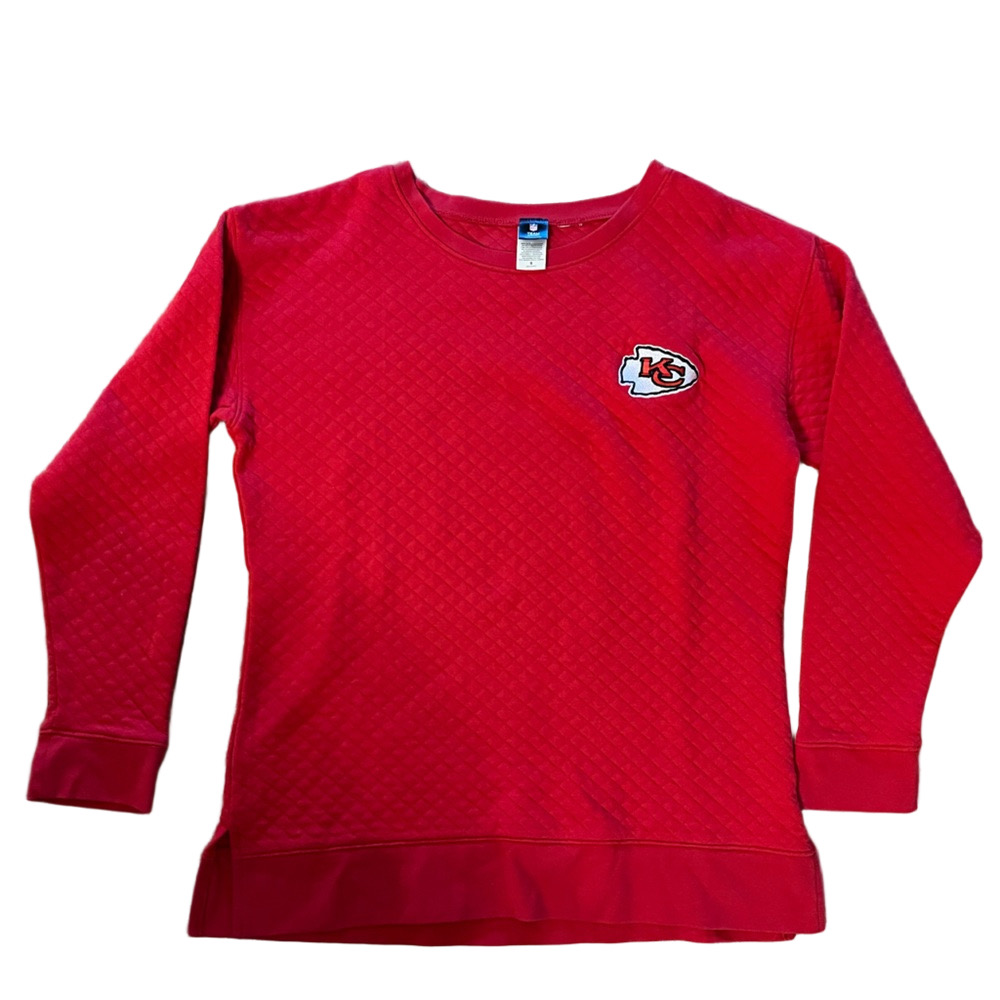 NFL Team Apparel Kansas City Chiefs Red Quilted Crewneck Sweatshirt Small S